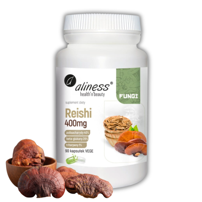 reishi grzyb ekstrakt lakownica zoltawa 400-mg 90 kaps vege aliness